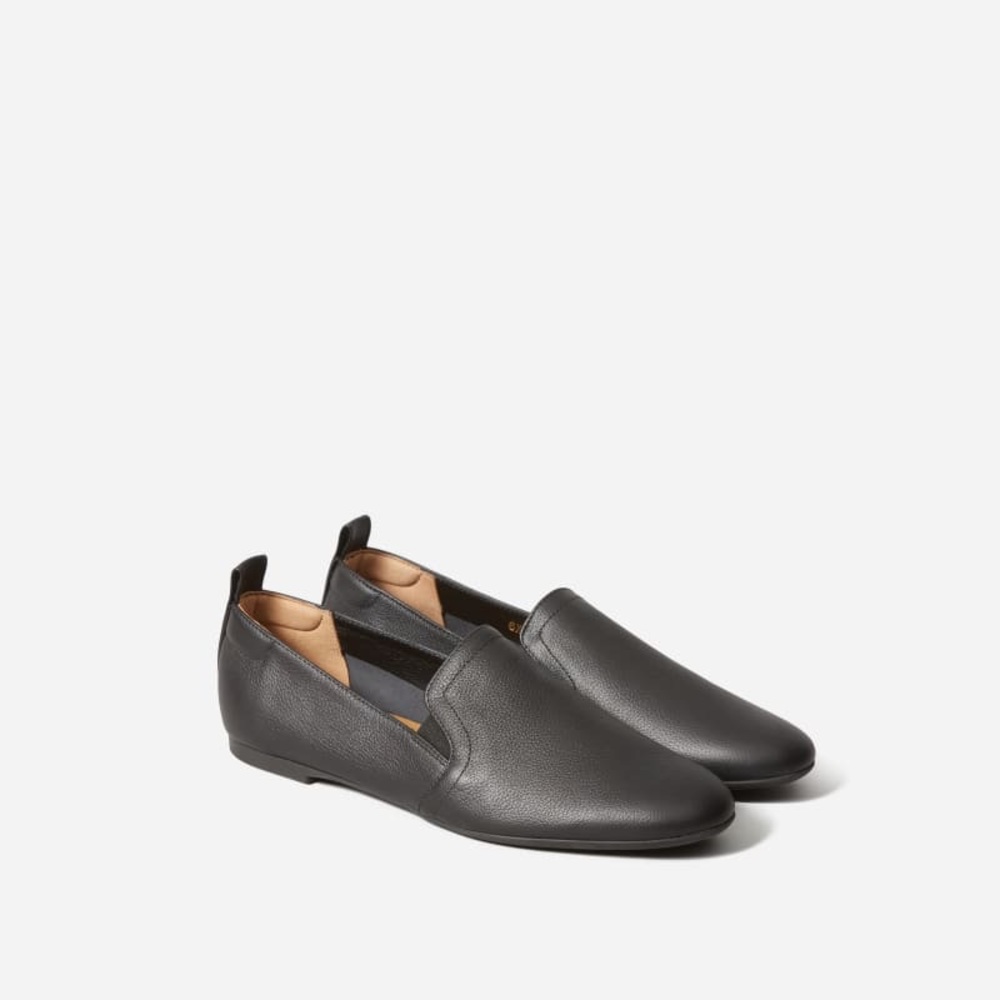 NWOB Everlane Leather Slip On Black Flat Loafers